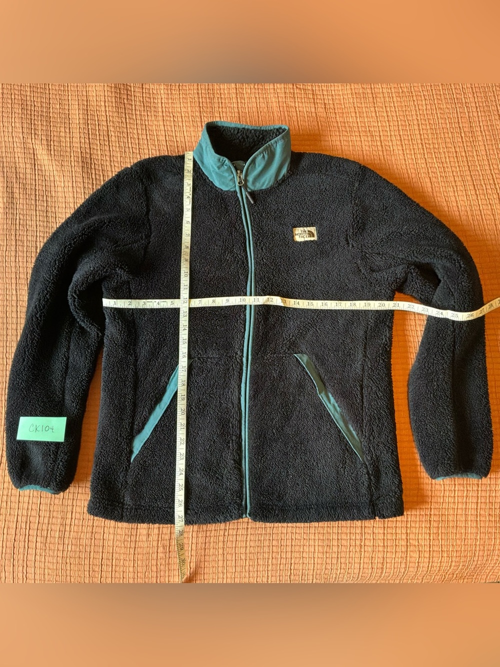 The North Face Black Sherpa Fleece Jacket with Teal Trim